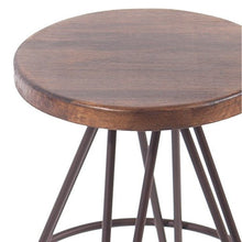 Indhouse - Sgabello da bar design loft e stile industriale vintage su asta massiccia con seduta in legno.