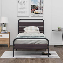 WGYDREAM Letto Base in Metallo Solido Letto Singolo Struttura Letto Nera con Testiera in Legno Montaggio Facile per Adulti Bambini Ragazzi, 90 X 200 Cm