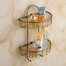 GJJSZ Scaffali per cestini antichi a Due Piani/Mensola angolare/Portaoggetti da Bagno,Ottone,processo Spazzolato,mensola da Bagno 24,5 * 38 cm