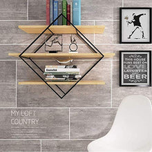 RCLD Una partizione Multipla Purchaseshlr-Mensola Livello Geometrica Diamante Display Stand Deco Domestico Delicato Struttura di Superficie Naturale Dimensioni Diagramma di Legno Solido di Ferro