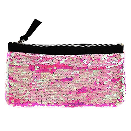 EXCEART Borsa con Paillettes Glitter Borsa Cerniera Portamonete Mini Cambio Borsa Custodia Penna Matita Contenitore per Donna Donna Ragazza Regalo di Compleanno (Rosa)