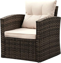 MengFeiNi 6 Pezzi 7 Sedili Patio per Esterni Furniture Conversazione Set di Conversazione PE Rattan in Vimini Divano in Vimini Loveseat Sedia Sedili Sedili con Cuscini E Tavolo