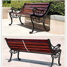 UWY Panchina per Balcone da Giardino a 3 posti con Sedile da terrazza, mobili da Esterno con Struttura in ghisa, panchina in Legno massello, Sedile a doghe con Schienale e bracciolo, per Prato /