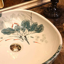 WEHOLY Lavabo in Resina Lavabo Rotondo da Incasso Ovale in Pietra Naturale Lavabo Rotondo retrò Creativo Jingdezhen Ceramica Hotel Lavabo antispruzzo