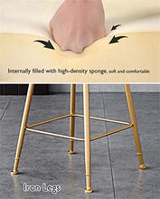 BDLYZ Yxsd - Sgabello da bar in metallo con seduta in ecopelle, per sala da pranzo e sedie con schienale per cucina, pub, caffetteria, casa, cuscino bianco (dimensioni: altezza seduta 65 cm)