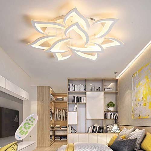 JIAODIE Moderna LED Plafoniera Dimmerabile Creativo Forma di Fiore Disegno Lampada da Soffitto Soggiorno Camera da Letto Stanza dei Bambini Metallo Acrilico Petalo Lampadario,10heads/Ø85CM