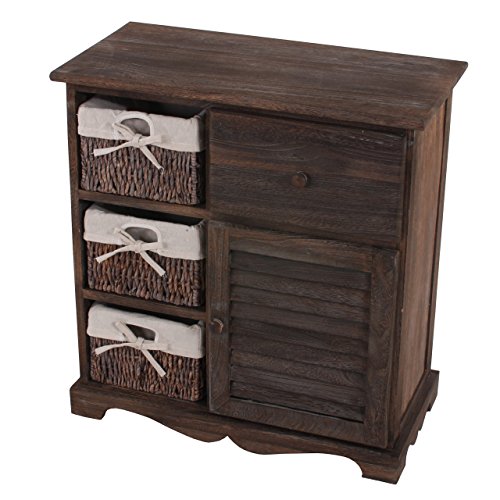 Mendler Serie vintage comodino cassettiera legno paulonia 3 ceste 30x60x63cm marrone