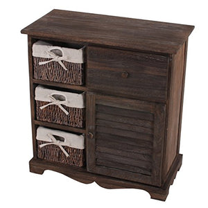Mendler Serie vintage comodino cassettiera legno paulonia 3 ceste 30x60x63cm marrone