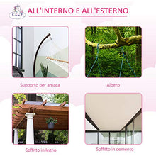Outsunny Sedia Sospesa a Forma di Unicorno, Amaca per Bambini da Interno ed Esterno in Cotone Bianco e Rosa Φ70x150cm