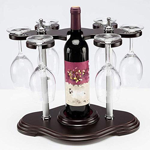 Scaffale Legno Porta Vino Porta Bottiglie E Vetro Cremagliera Del Vino Creativa - Porta Bicchiere Di Vino Rovesciato, Può Contenere 1 Bottiglia Di Vino Rosso E Appendere 6 Bicchieri