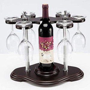 Scaffale Legno Porta Vino Porta Bottiglie E Vetro Cremagliera Del Vino Creativa - Porta Bicchiere Di Vino Rovesciato, Può Contenere 1 Bottiglia Di Vino Rosso E Appendere 6 Bicchieri
