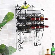 XFPINK portavini Parete Portabottiglie da Parete in Metallo, espositore per Vino, mensola portabicchieri per Bar, ristoranti, cucine Scaffale per Vini Facile da Montare
