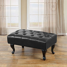 Mendler Poggiapiedi Stile Vittoriano Chesterfield Ecopelle 47x77x39cm Nero