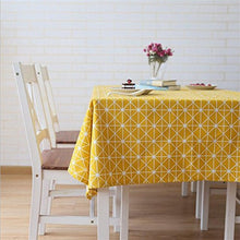 Tovaglia rettangolare in tela di canapa gialla geometrica 140x180cm (giallo)