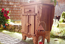 Windalf Handmade Natura - Comodino con cassetto ANNAEL 94 cm, con ornamenti in legno