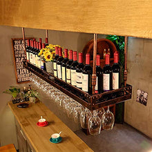 JHGJBJ Bronzo Appesa Vino Rack Metallo, Supporto 30-60cm Regolabile in Altezza Vetro Ferro Vino Appeso, Portabottiglie Estesa con Guardrail (Size : 100x35cm)