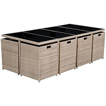 Festnight Set da Pranzo da Giardino con Cuscini, Tavolo Sedie da Giardino, Set Mobili da Giardino in Polyrattan Beige 13 pz