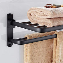 JSONA Portasciugamani per Parete del Bagno, portasciugamani per Doccia, portasciugamani per WC, ripiano per Asciugamani Pieghevole Nero, Impermeabile Non Facile da Piegare