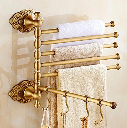 MBYW Portasciugamani Moderno Alto carico Portasciugamani Elegante da Bagno Mensola portaoggetti Porta Asciugamani, portaoggetti per Bagno, Montaggio a Parete, mensola, Rame, 6 aste rotanti
