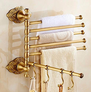 MBYW Portasciugamani Moderno Alto carico Portasciugamani Elegante da Bagno Mensola portaoggetti Porta Asciugamani, portaoggetti per Bagno, Montaggio a Parete, mensola, Rame, 6 aste rotanti