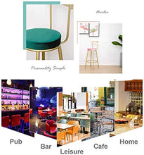 ZFFSC Posto a Sedere Moderna Altezza poggiapiedi Velluto Imbottito Sedile Sedia in Ferro battuto Bar Cucina Colazione Sgabelli Max.150kg Sgabello (Color : Green)