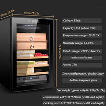 FJNS Umidificatore Sigari - Elettronico - Doppio Vetro temperato Anti-UV - Funzione Digitale di Riscaldamento e Raffreddamento - Umidificazione/Deumidificazione/umidità costante,Black65l