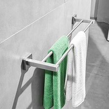 Leekayer 40 cm Portasciugamani Doppio Binario Finitura Nichel Spazzolato Accessori per la cucina del bagno Acciaio inossidabile Base quadrata per portasciugamani Stile moderno