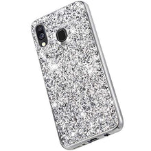 Saceebe Compatibile con Galaxy A40 Custodia Silicone TPU Paillettes Glitter Strass Silicone TPU Case PC Coperture [placcatura bordo] Bumper Case Ultra Sottile Antigraffio,argento&