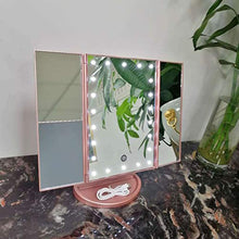 Specchio da Tavolo con Luce di riempimento a LED Specchio per Il Trucco Specchio per Trucco con ingrandimento su Tre Lati Pieghevole e Illuminato Specchio per Trucco con ingrandimento 1x / 2X / 3X
