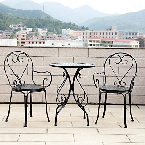 CGBF-Set da Pranzo per Bistrot All'aperto in Alluminio Pressofuso, 2 Sedie e Tavolo Rotondo Mobili da Giardino per Esterni per Terrazza Patio,Durevole,Resistente agli Agenti Atmosferici