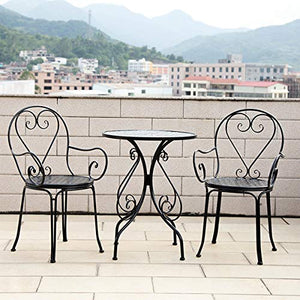 CGBF-Set da Pranzo per Bistrot All'aperto in Alluminio Pressofuso, 2 Sedie e Tavolo Rotondo Mobili da Giardino per Esterni per Terrazza Patio,Durevole,Resistente agli Agenti Atmosferici