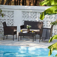 VONLUCE Set Tavolo e Sedie da Giardino in Rattan Arredo Esterno per Terazzi e Balconi, Set Completo Salotto da Esterno (Set da 4 Pezzi) - Arredi Casa