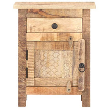 Tidyard Comodino Camera da Letto Rustico Classico in Legno di Mango Grezzo con Cassetto e Anta,Comodino Classico,Comodino Cameretta,Comodino Shabby,Comodino con Cassetto 40x30x50 cm