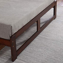 Fgasad - Struttura letto in legno di pino massiccio marrone con rete a doghe e testiera, adatta per materassi matrimoniali 206 x 157 cm, con piattaforma in legno per adulti e bambini