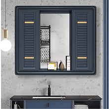 BXSZVOK Armadio a Specchio, Armadio da Bagno a Muro, Porta Scorrevole Nascosta, con 5 partizioni,Blu,80cm