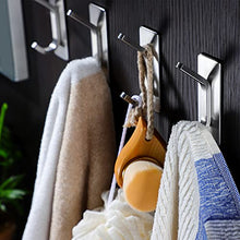 Ruicer Ganci Adesivi - Ganci Porta Asciugamani Ganci Appendiabiti Gancio Acciaio Inox per Bagno e Cucina, 4 Pezzi
