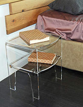 Slato Comodino da Notte dal Design Moderno a Due Ripiani in plexiglass Trasparente Emerald