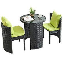 Aimir Set di Mobili da Giardino per Esterni, Set di 3 Pezzi di Tavolo Rotondo in Rattan E Sedia Set di Mobili per Esterni con Sedia Creativa di Moda,Nero