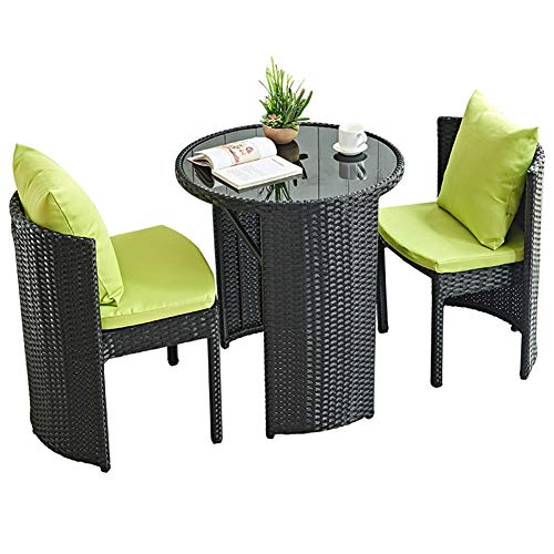 Aimir Set di Mobili da Giardino per Esterni, Set di 3 Pezzi di Tavolo Rotondo in Rattan E Sedia Set di Mobili per Esterni con Sedia Creativa di Moda,Nero