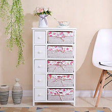 Lw Shelf Mobili Camera da Letto Cassettiera, 5-Layer Cabinet Cassetti con Cesti di Vimini (Color : Pink)