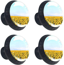 Paesaggio del campo di girasoli Pomelli per Porta Set di 4 Pomelli per Mobili Manopole per Cassetti Cucina Armadio Vetro