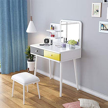 Wuxingqing Tavolo da toeletta Semplice Moderna Vanity Set con Specchio e ha attenuato Sgabello, Trucco Dressing Table con 2 cassetti 3 Livello di Storage Shelf per Regalo Donna Ragazza Bambini