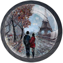 Torre Eiffel di Parigi in autunno dipinto ad olio Pomelli per Porta Set di 4 Pomelli per Mobili Manopole per Cassetti Cucina Armadio Vetro
