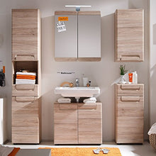 Trendteam 132441090 Mobiletto da Bagno con Ante a Specchio, 65 x 70 x 15 cm, Marrone Chiaro (Effetto Legno)