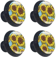Girasoli gialli dipinti a mano Pomelli per Porta Set di 4 Pomelli per Mobili Manopole per Cassetti Cucina Armadio Vetro