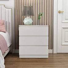 TUKAILAI, cassettiera per Camera da Letto, Comodino con cassetti in Legno, Comodino per Camera da Letto, Soggiorno, Bianco, 3 Dreawers