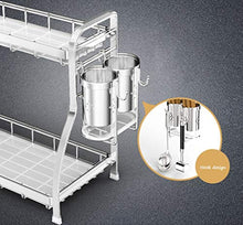 &ripiano di stoccaggio Scaffali da cucina in acciaio inossidabile, scaffale multifunzione for uso domestico, portaoggetti, contenitore for coltelli, ripiano for coltelli -2 strati Scaffale di finitura