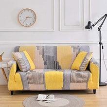 INFANDW Copridivano Fantasia 1-4 Posti Fodera per Divano Giallo con Stampa Elastico Copridivano all-Inclusive Universale con Corda Fissa, 3 Posti 195-230cm