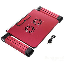 Supporto regolabile da tavolo per PC portatile, in alluminio, presa d'aria con ventola con ventole CPU, ultra leggero ed ergonomico, vassoio stand up per il letto e la sedia Red