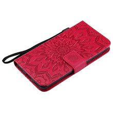 Huawei Y5 2017 custodia,Huawei Y5 2017 cover,goffratura mandala fiori girasole modello PU fold portafoglio in pelle Prem mium Flip Cover in ecopelle carta di credito titolari di ID per Huawei Y5 2017
